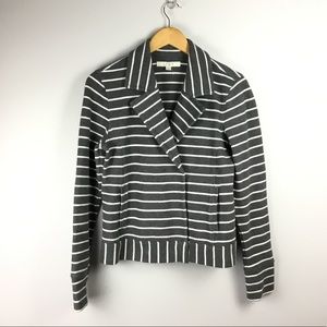 LOFT Gray and White Striped Jacket